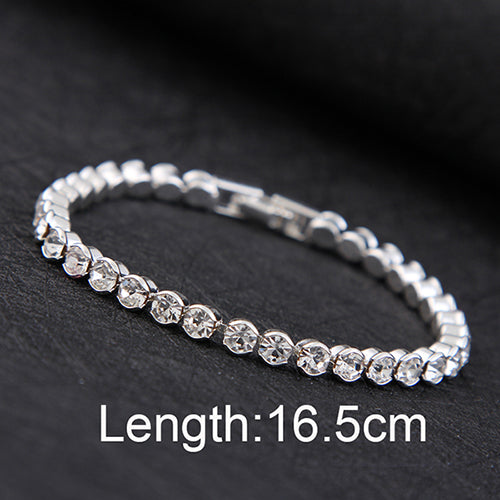 Silver Plated Charm Shiny Crystal Bracelets - WOLFIN LUXURY 
