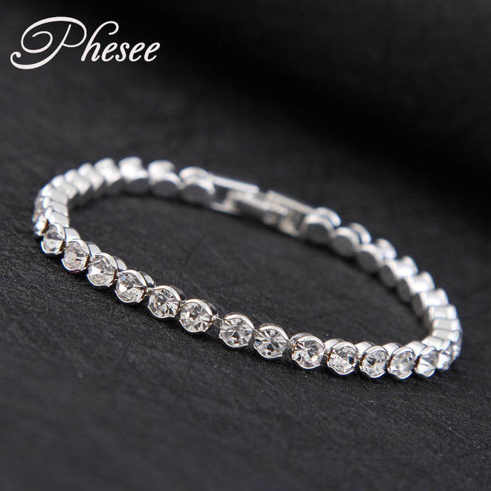 Silver Plated Charm Shiny Crystal Bracelets - WOLFIN LUXURY 