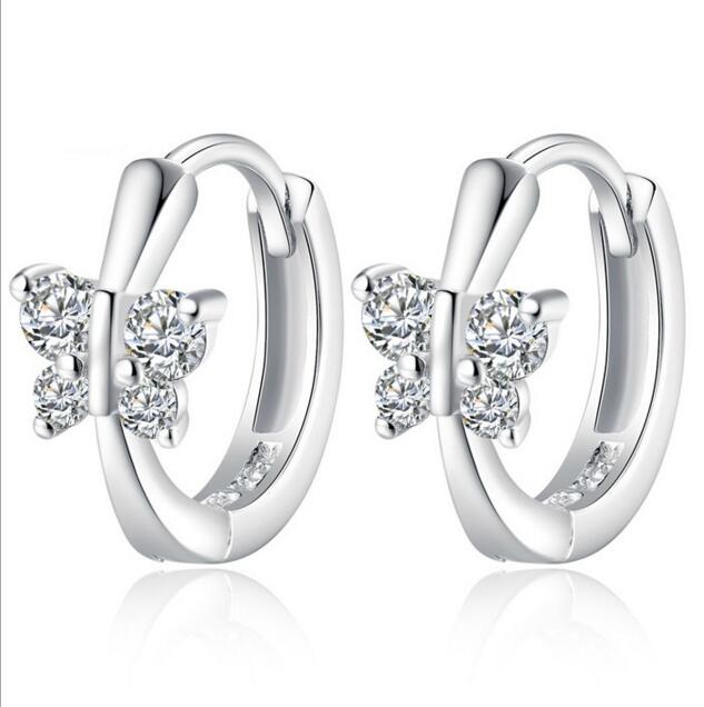 Luxury Silver Crystal Butterfly Earrings - WOLFIN LUXURY 