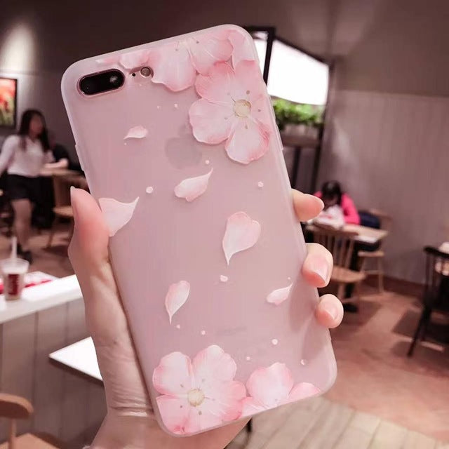 Beautiful Lace Petals Soft Case for iphone 7 Case Frosted Transparent Silicone Cover For iphone 6 6S 7 Plus Phone Cases Women - WOLFIN LUXURY 