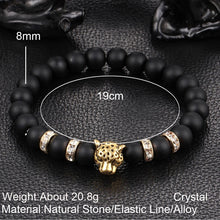 Leopard Charm Matte Black Bracelets - WOLFIN LUXURY 