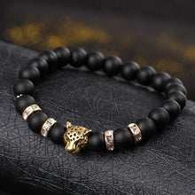Leopard Charm Matte Black Bracelets - WOLFIN LUXURY 