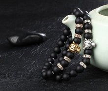 Leopard Charm Matte Black Bracelets - WOLFIN LUXURY 