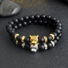 Leopard Charm Matte Black Bracelets - WOLFIN LUXURY 