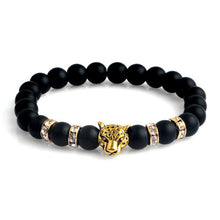 Leopard Charm Matte Black Bracelets - WOLFIN LUXURY 