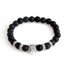 Leopard Charm Matte Black Bracelets - WOLFIN LUXURY 