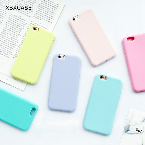Macarons Color Silicone Frosted Matte Case for iPhone 7 7s 6 6S 5 5S SE 8 Plus X - WOLFIN LUXURY 