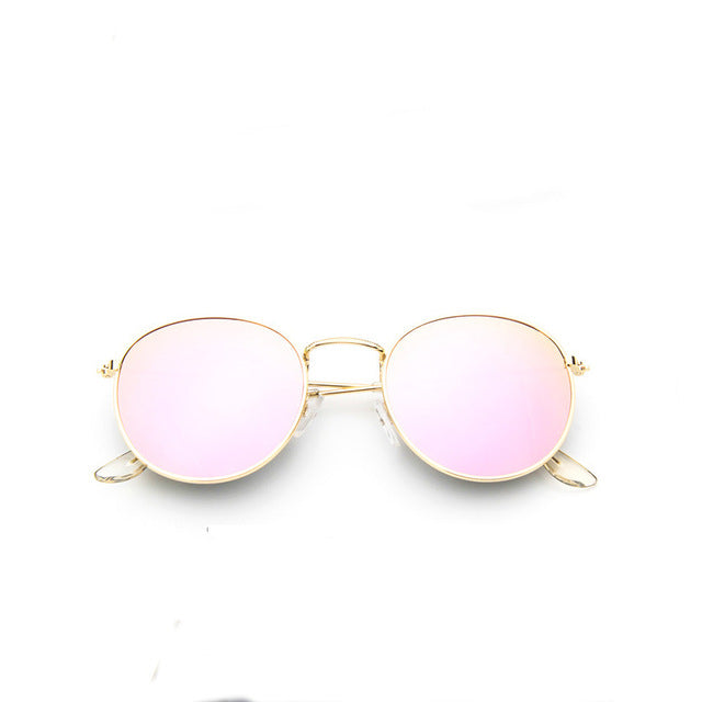 Retro Round Mirrored Sunglasses for Women - WOLFIN LUXURY 